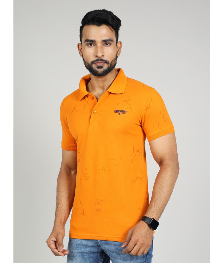     			GAME BEGINS Cotton Slim Fit Self Design Half Sleeves Men's Polo T Shirt - Orange ( Pack of 1 )