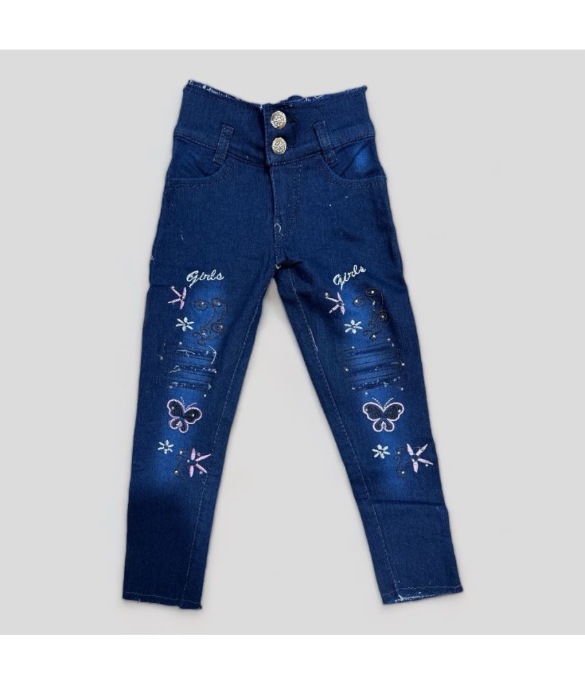     			ICONIC ME- Kids Girls Denim Printed Jeans