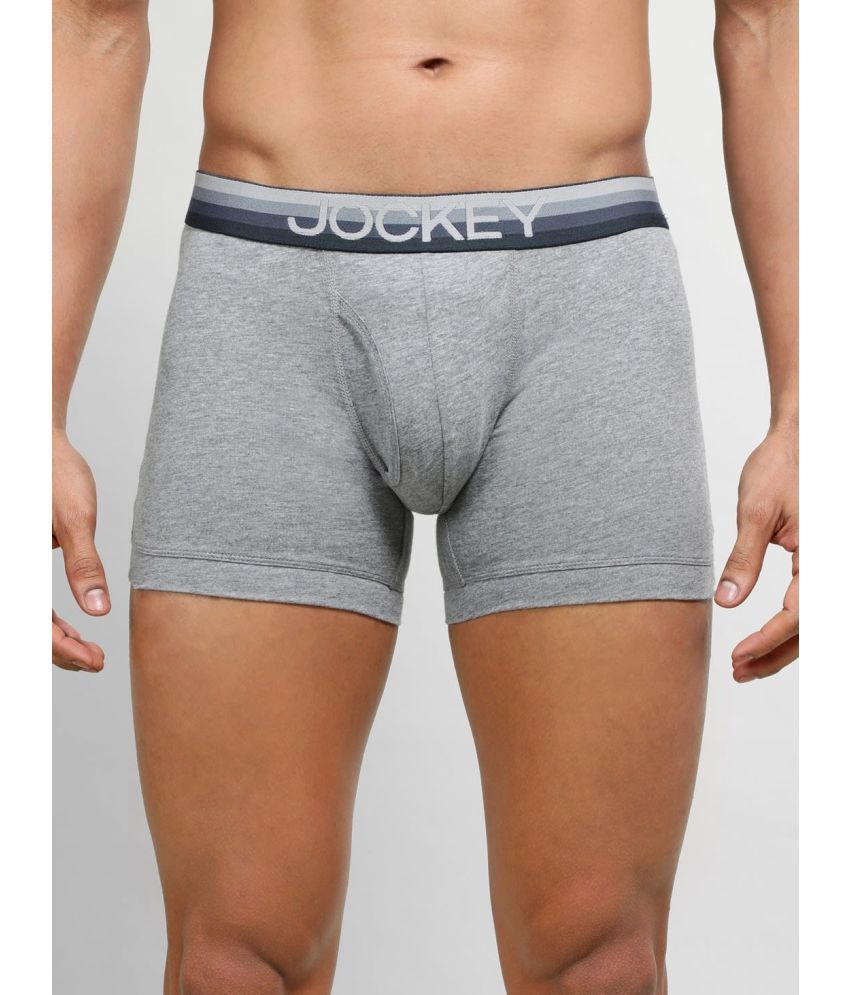     			Jockey ZN03 Men Super Combed Cotton Elastane Solid Boxer Brief with Ultrasoft Waistband - Mid Grey