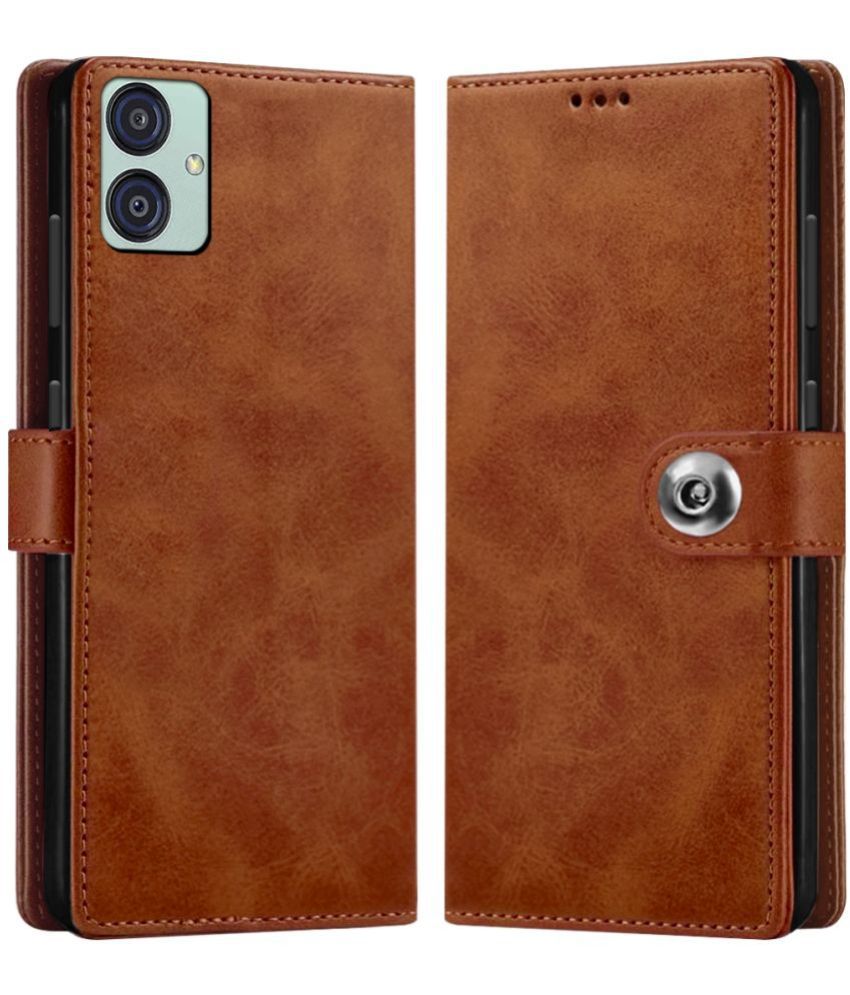     			NBOX Brown Flip Cover Leather Compatible For Samsung Galaxy M04 ( Pack of 1 )