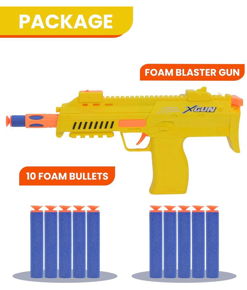     			RAINBOW RIDERS Plastic Manual Operation Shooting Gun, Dart Gun Toy with 10 Soft Suction Bullets For Kids, Fun Target Shooting Battle Fight Games For Kids Boys Girls Age, Blue, 5 Years + (Pack of 1)
