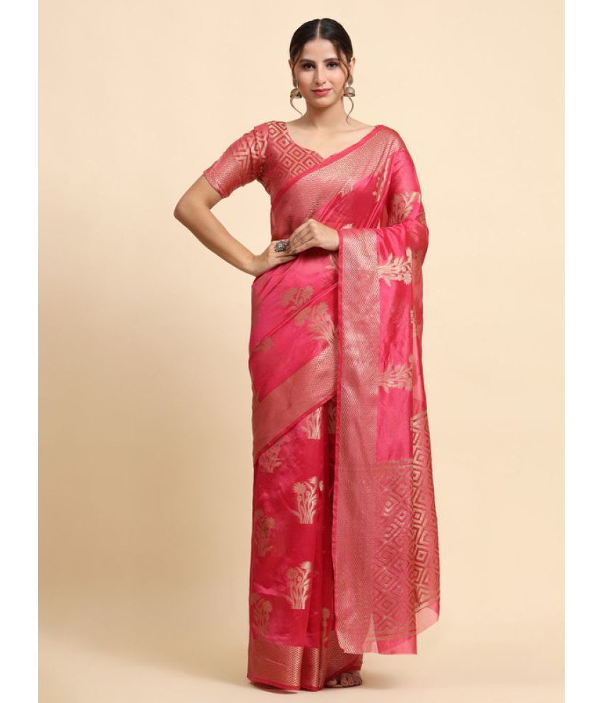     			Surat Textile Co Silk Blend Embellished Saree With Blouse Piece - Pink ( Pack of 1 )