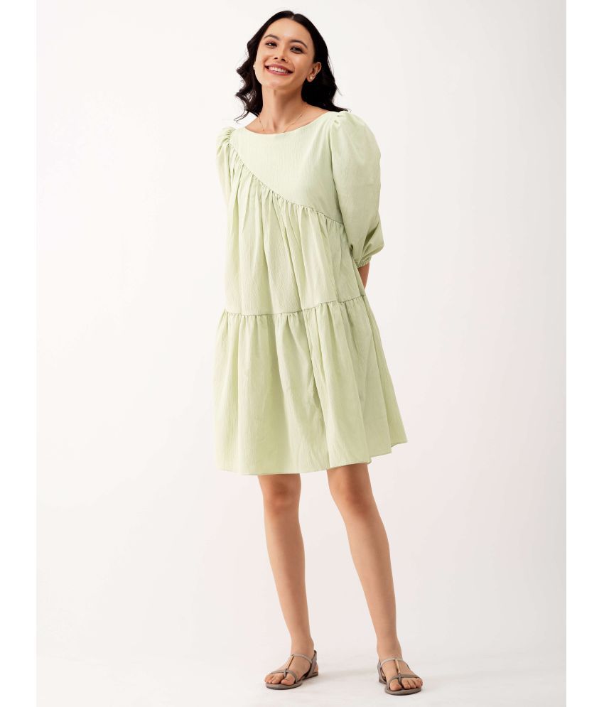     			aask Polyester Blend Solid Knee Length Women's Fit & Flare Dress - Sea Green ( Pack of 1 )