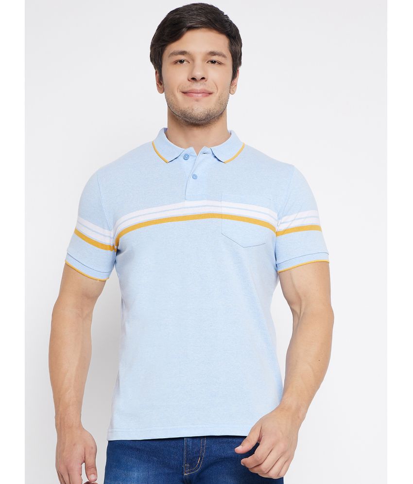     			AUSTIN WOOD Cotton Blend Regular Fit Striped Half Sleeves Men's Polo T Shirt - Blue ( Pack of 1 )