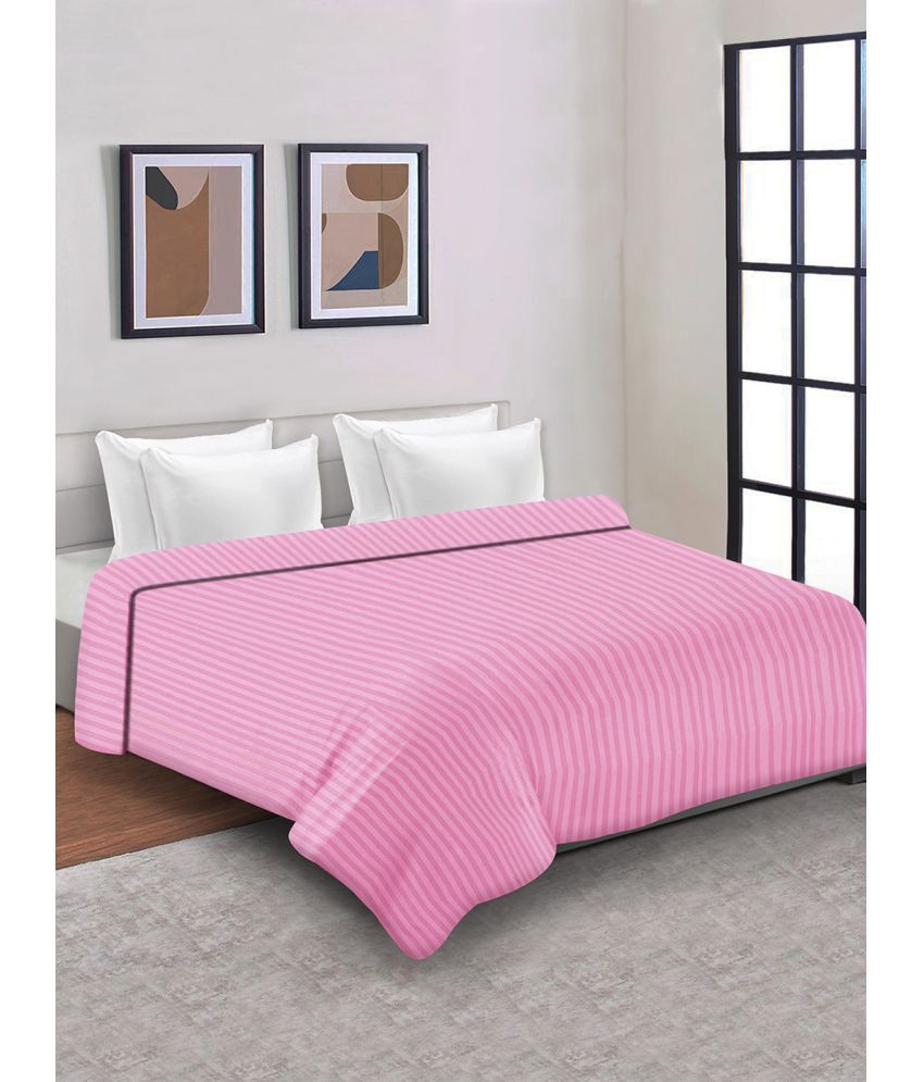     			HOMETALES Double Poly Cotton Pink Stripes Duvet Cover