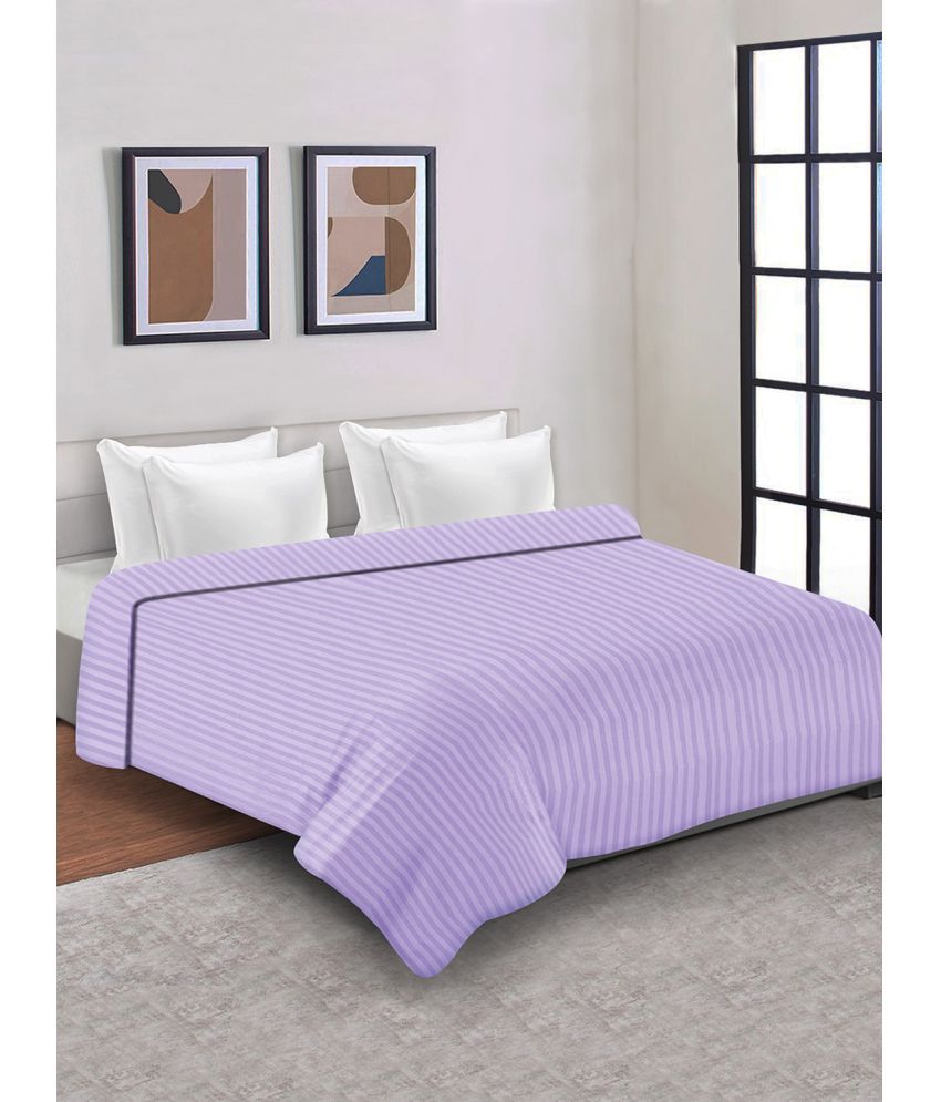     			HOMETALES Double Poly Cotton Purple Stripes Duvet Cover