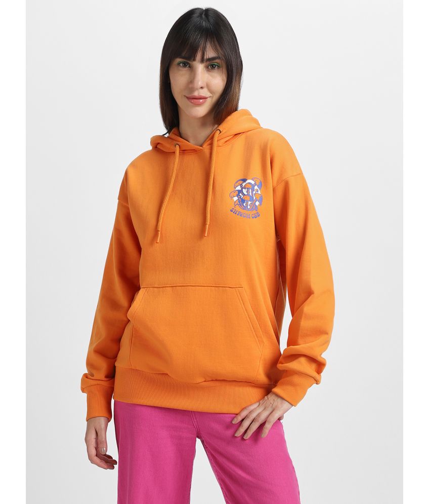     			JUNEBERRY Cotton - Fleece Women's Hooded Sweatshirt ( Orange )