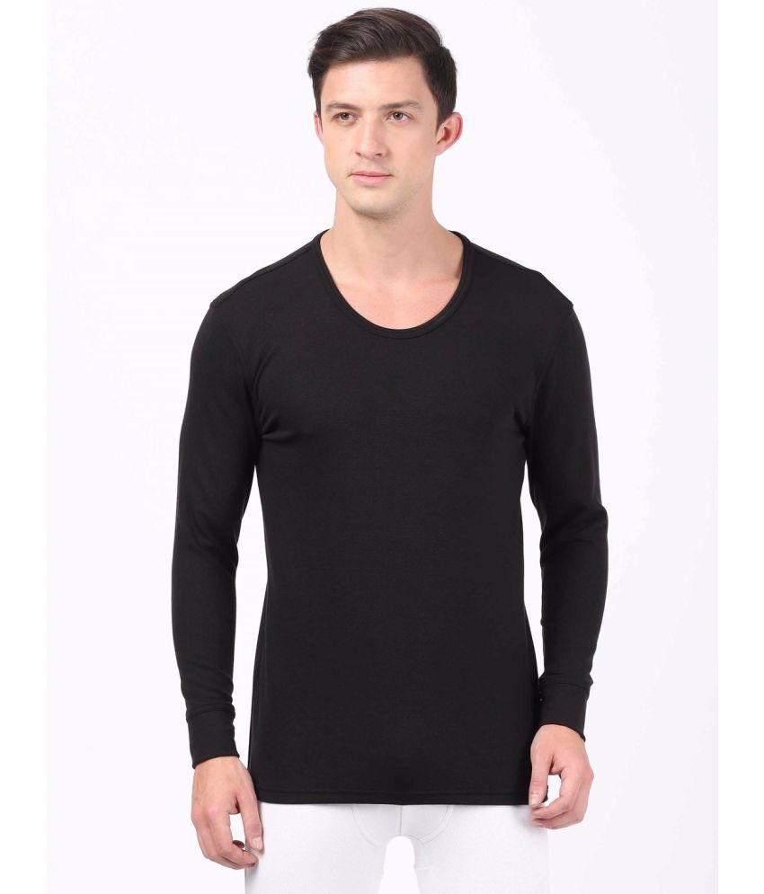     			Jockey 2606 Men Soft Touch Microfiber Elastane Fleece Fabric Thermal Undershirt - Black