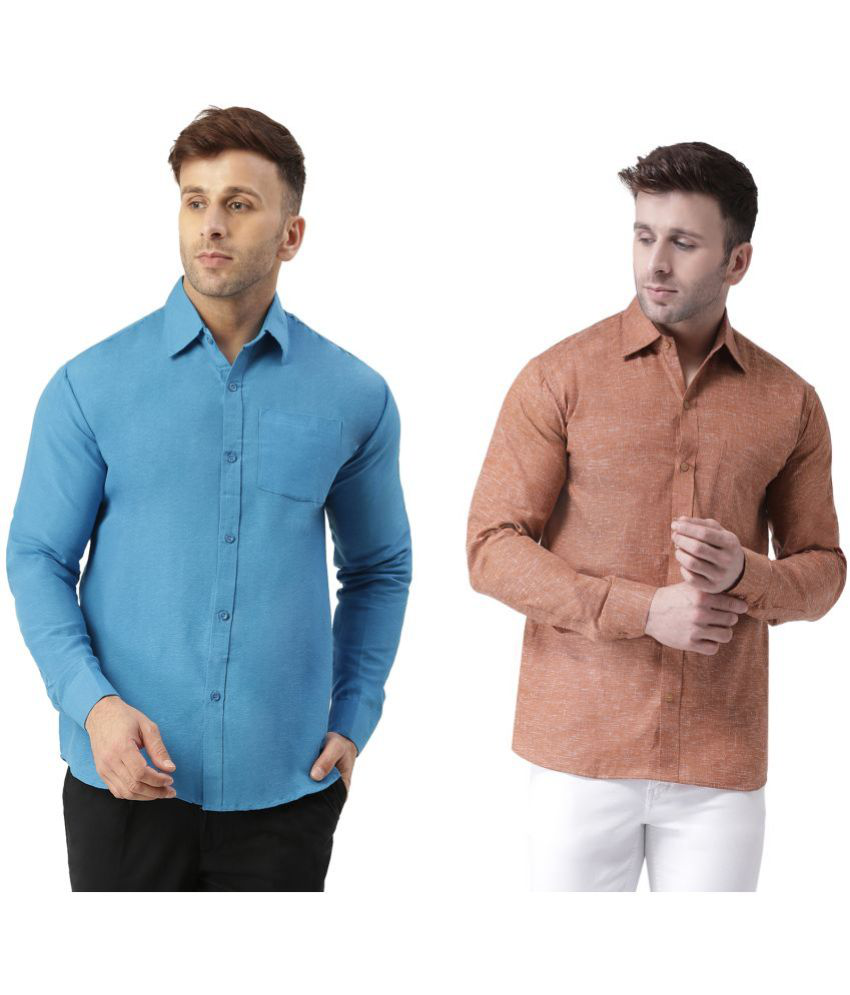     			KLOSET By RIAG 100% Cotton Regular Fit Solids Full Sleeves Men's Casual Shirt - Bronze ( Pack of 2 )