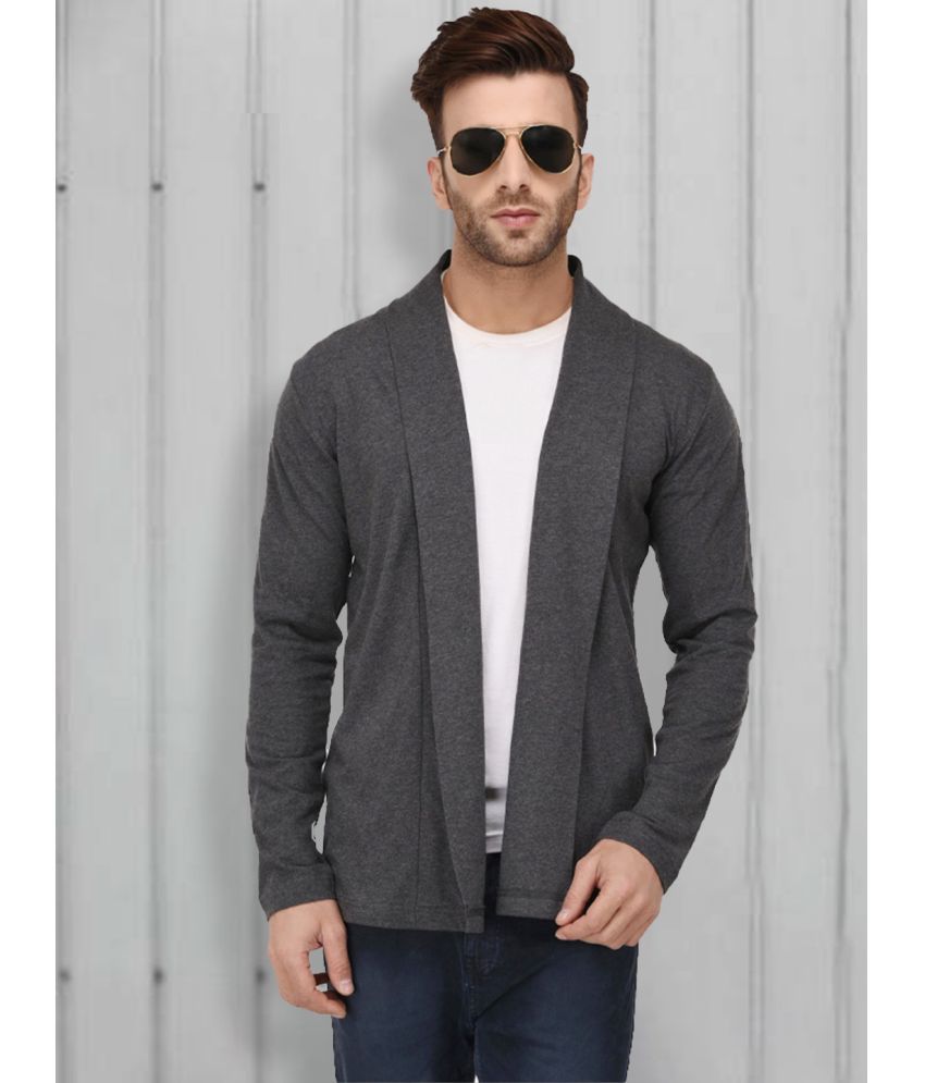     			Rigo Cotton V-Neck Men's Full Sleeves Cardigan Sweater - Grey ( Pack of 1 )