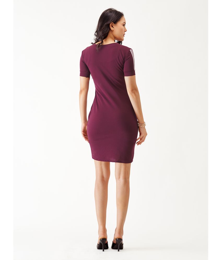     			aask Polyester Blend Solid Knee Length Women's Fit & Flare Dress - Purple ( Pack of 1 )