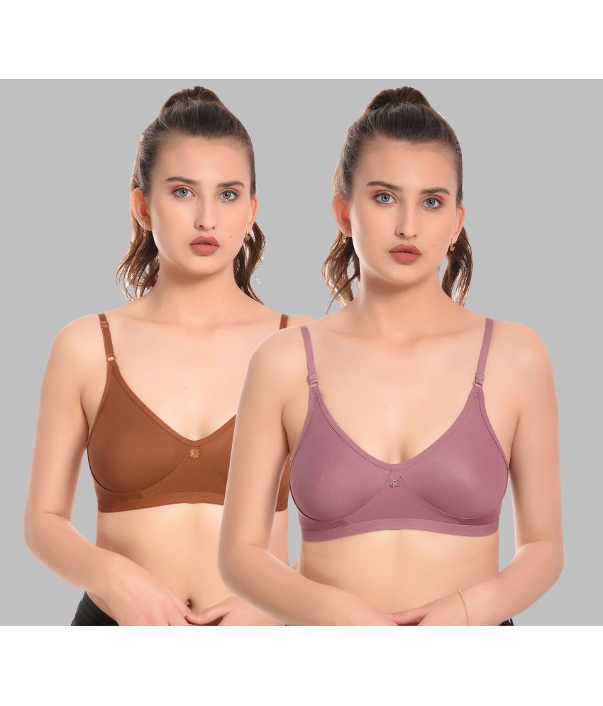     			Elina Pack of 2 Cotton Non Padded Women's T-Shirt Bra ( Multicolor )