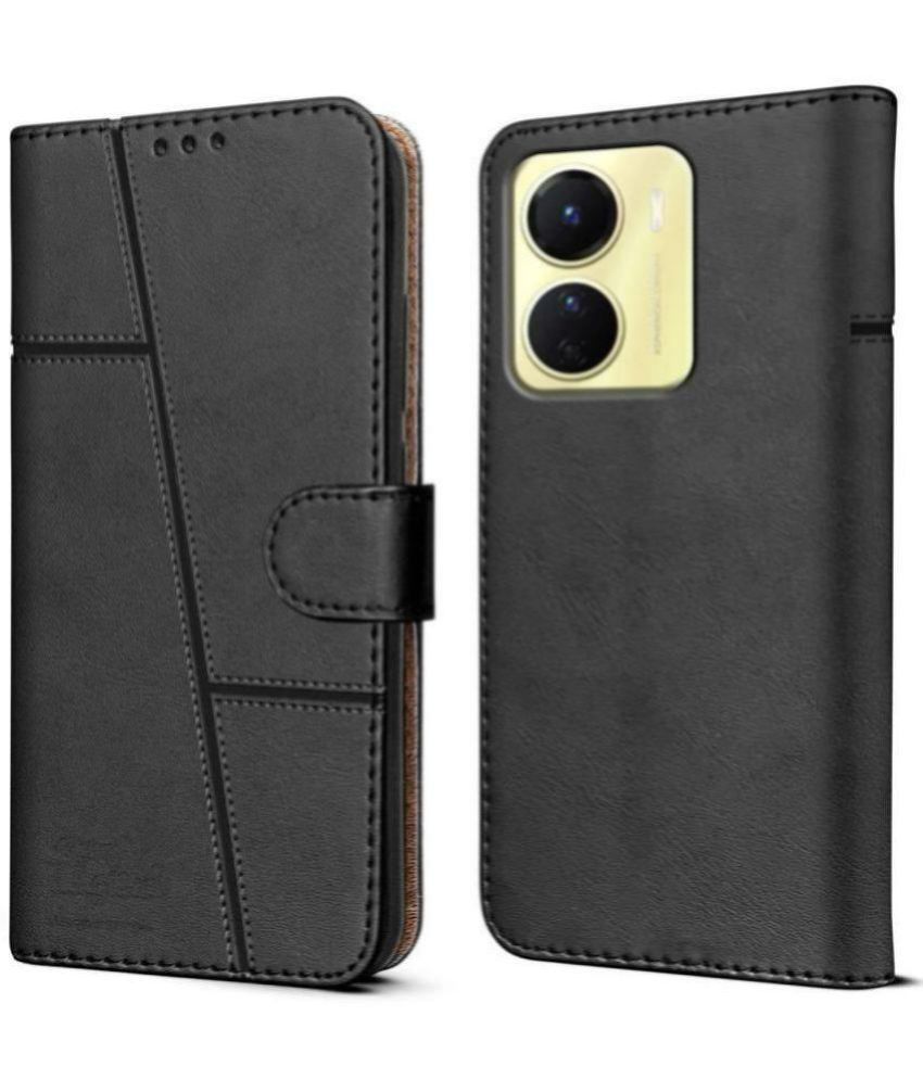     			NBOX Black Flip Cover Artificial Leather Compatible For Vivo Y56 ( Pack of 1 )