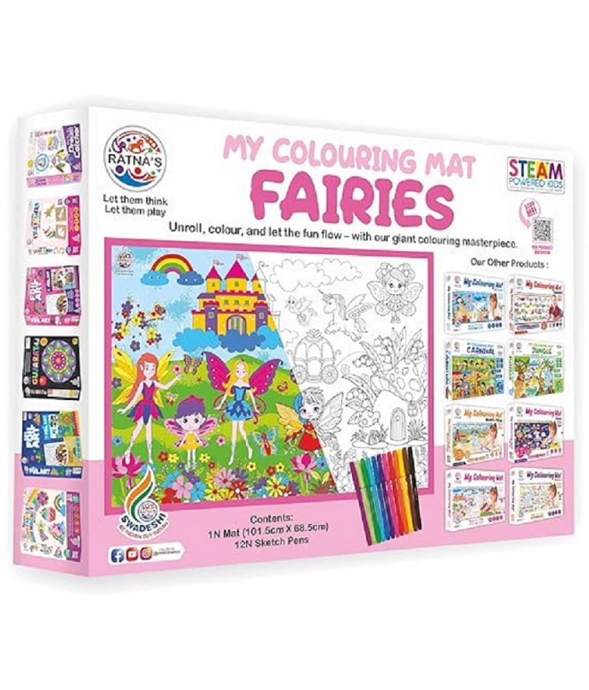     			Ratna's My Coloring Mat Fairies Printed of Size 40 x 27 Inches, Washable & Reusable Colouring Kit for Kids 3+ Years (Assorted Design)