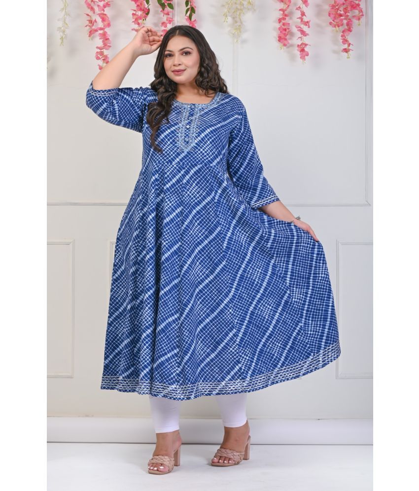     			Swasti Cotton Blend Printed Anarkali Women's Kurti - Blue ( Pack of 1 )