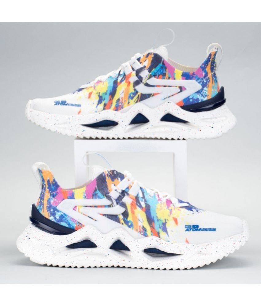     			atom Dynamic Color Burst White Men's Sneakers