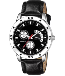 selloria Black PU Analog Men's Watch