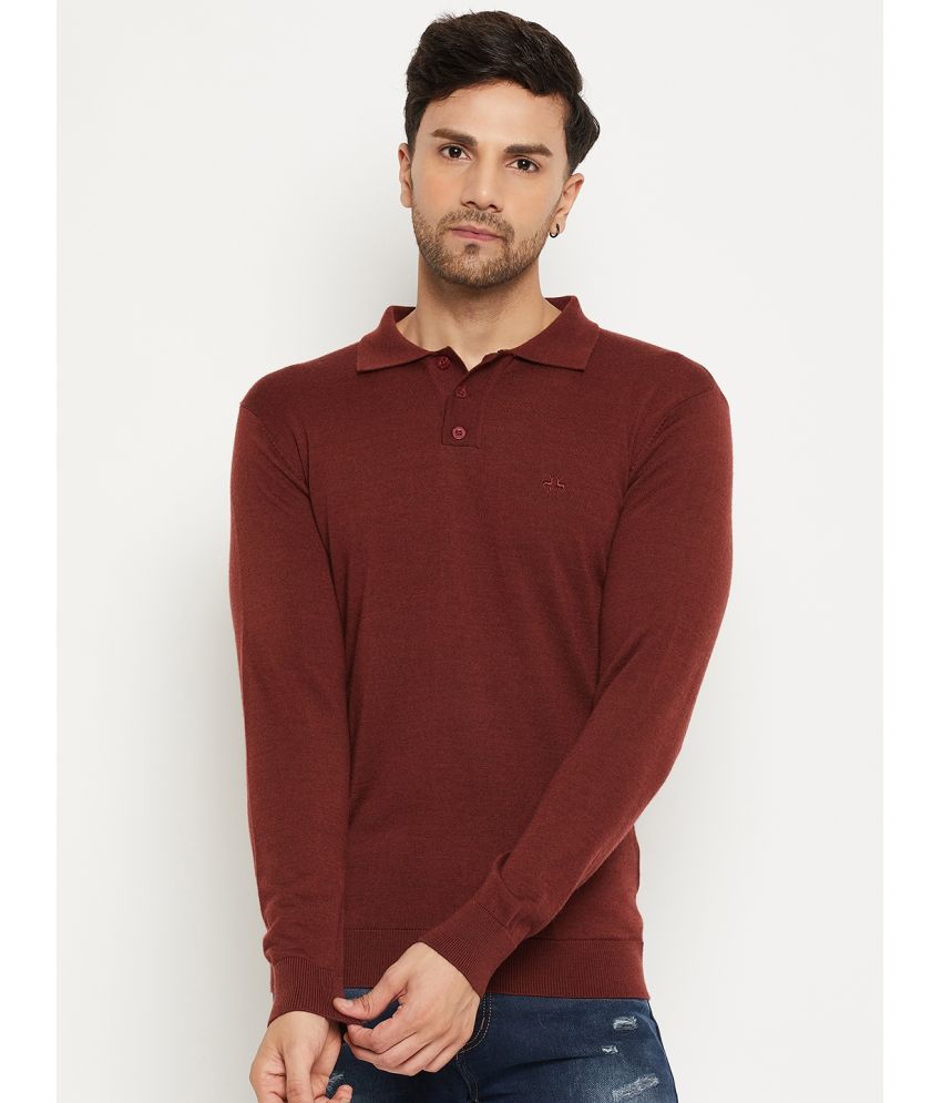     			98 Degree North Woollen Blend Polo Collar Men's Full Sleeves Pullover Sweater - Maroon ( Pack of 1 )