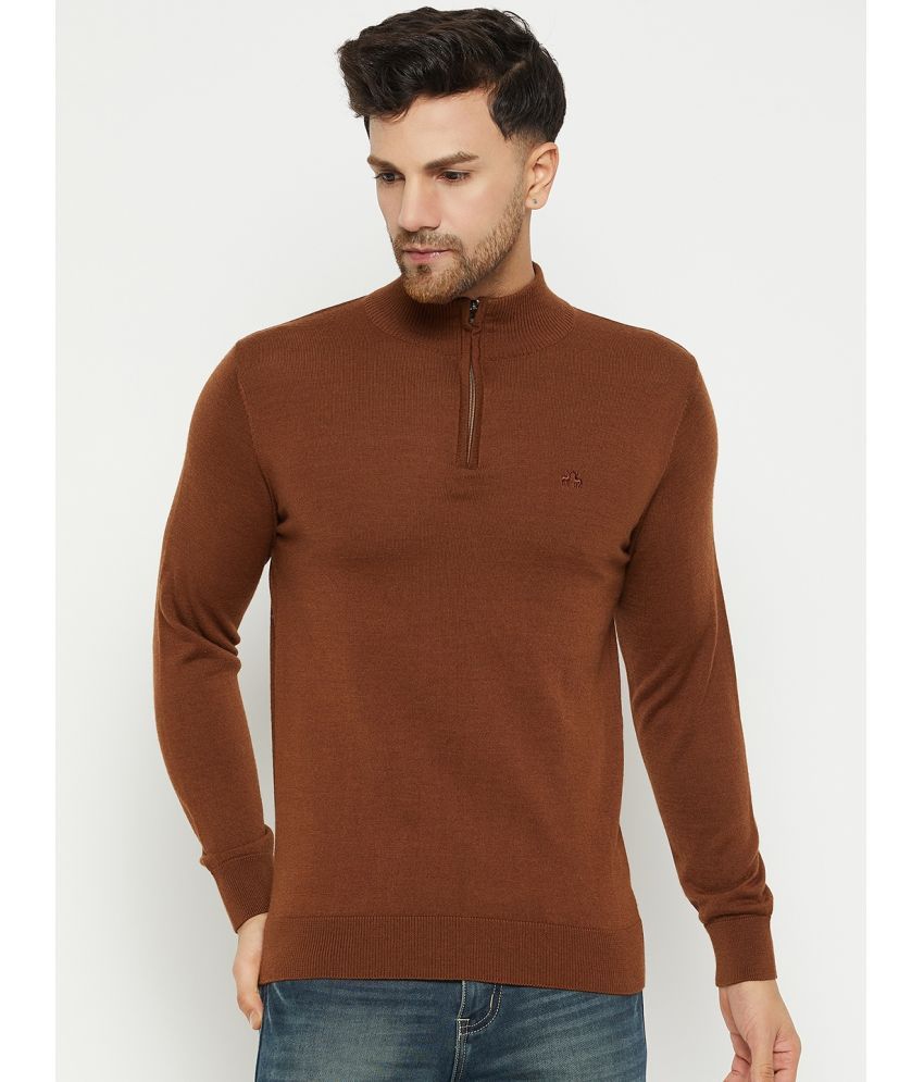     			98 Degree North Woollen Blend High Neck Men's Full Sleeves Pullover Sweater - Brown ( Pack of 1 )