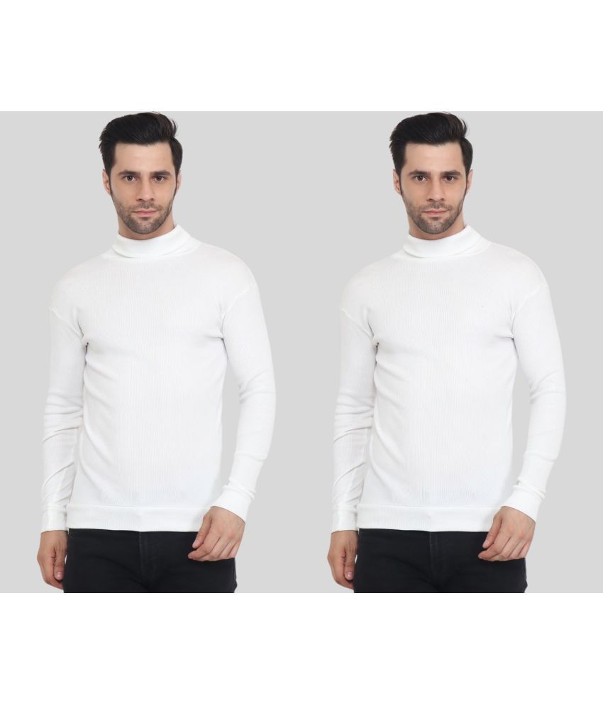     			EKOM Woollen Blend High Neck Men's Full Sleeves Pullover Sweater - White ( Pack of 2 )