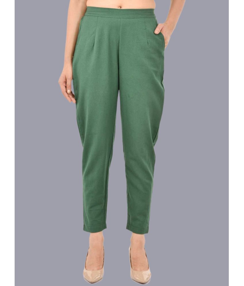     			FABISHO Green Cotton Regular Women's Casual Pants ( Pack of 1 )