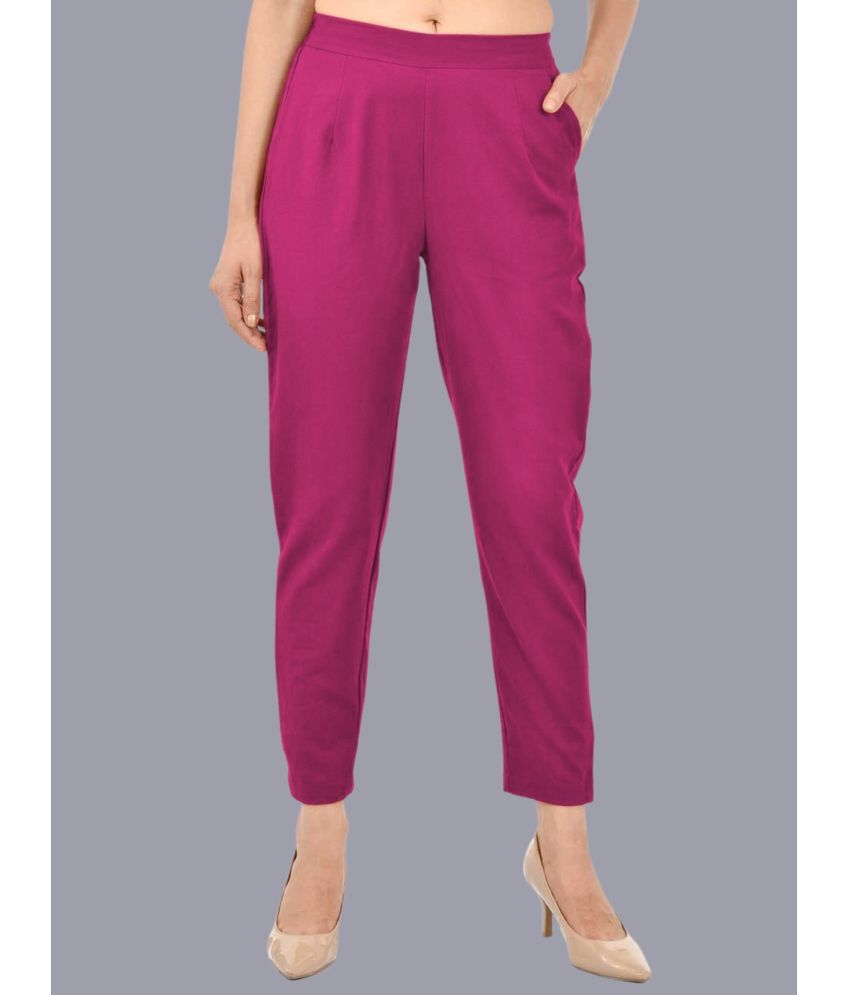     			FABISHO Pink Cotton Regular Women's Casual Pants ( Pack of 1 )