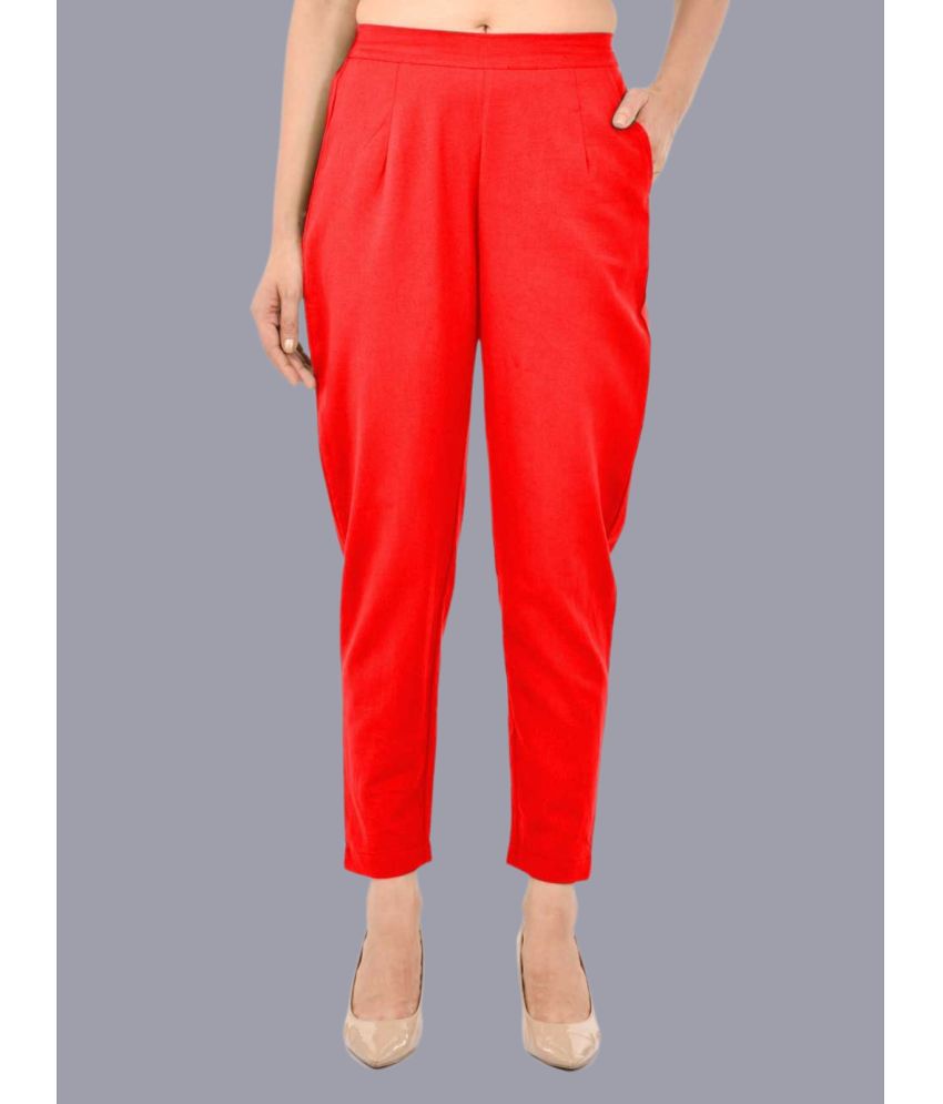    			FABISHO Red Cotton Regular Women's Casual Pants ( Pack of 1 )