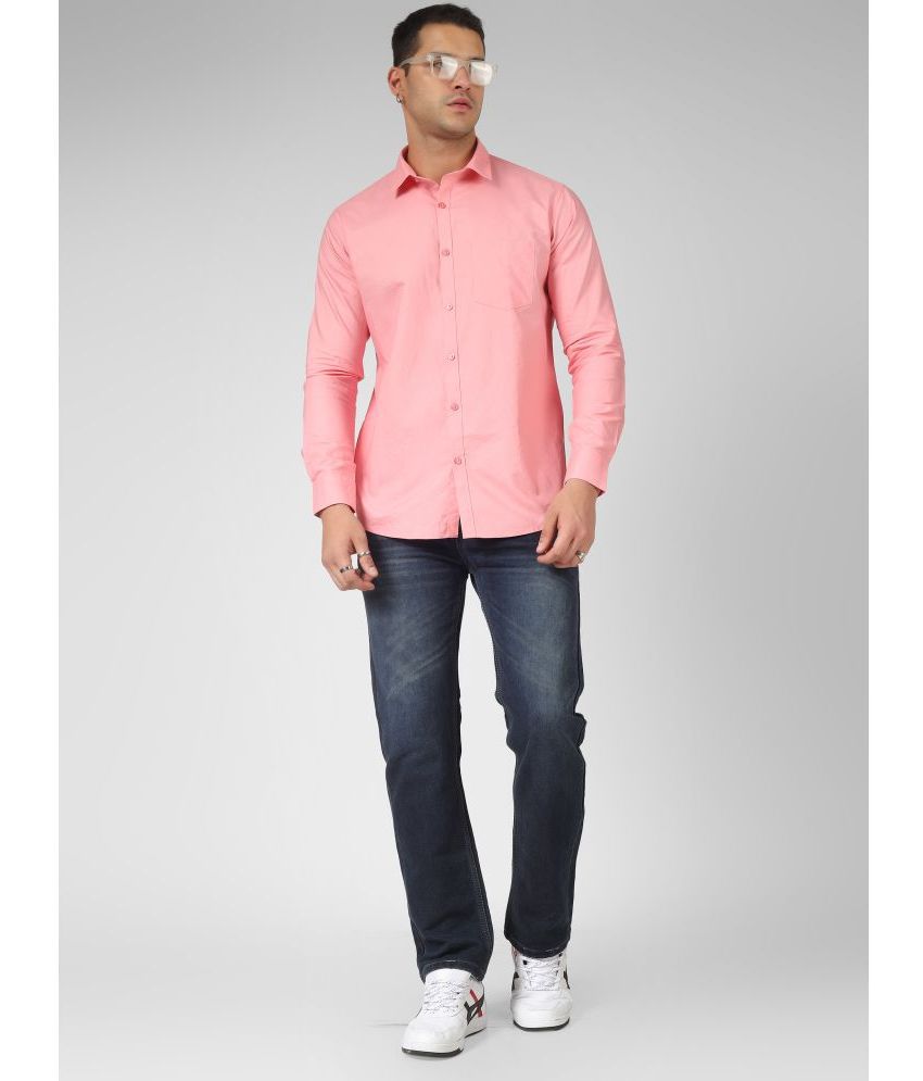     			Indo Premium 100% Cotton Slim Fit Solids Full Sleeves Men's Casual Shirt - Pink ( Pack of 1 )