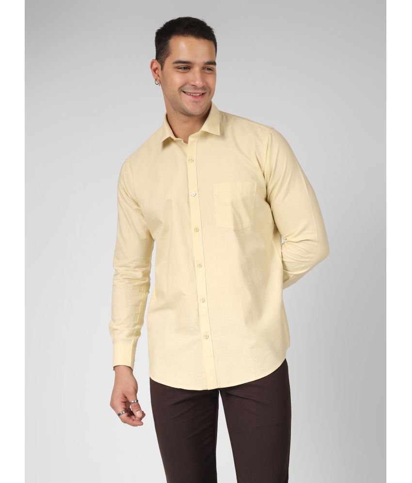     			Indo Premium 100% Cotton Slim Fit Solids Full Sleeves Men's Casual Shirt - Cream ( Pack of 1 )