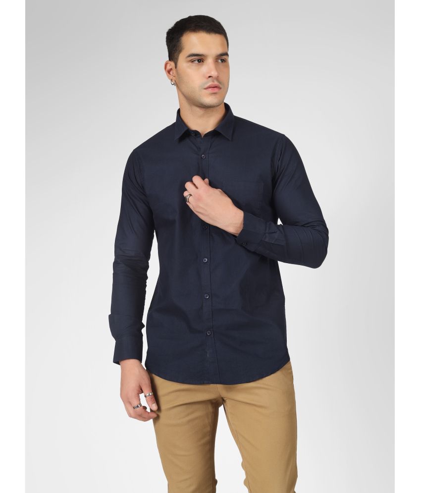     			Indo Premium 100% Cotton Slim Fit Solids Full Sleeves Men's Casual Shirt - Navy Blue ( Pack of 1 )