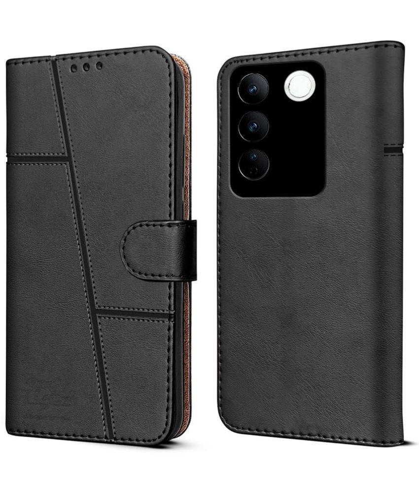    			NBOX Black Flip Cover Artificial Leather Compatible For Vivo V27 Pro ( Pack of 1 )