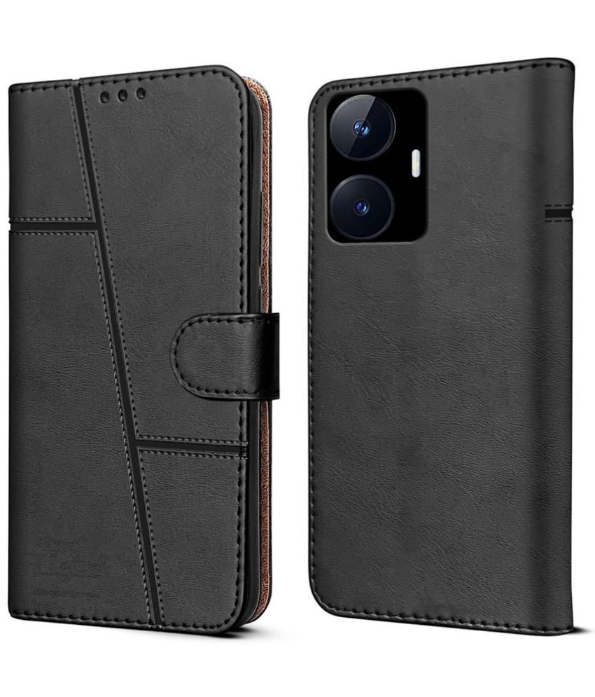     			NBOX Black Flip Cover Artificial Leather Compatible For Realme Narzo N55 ( Pack of 1 )