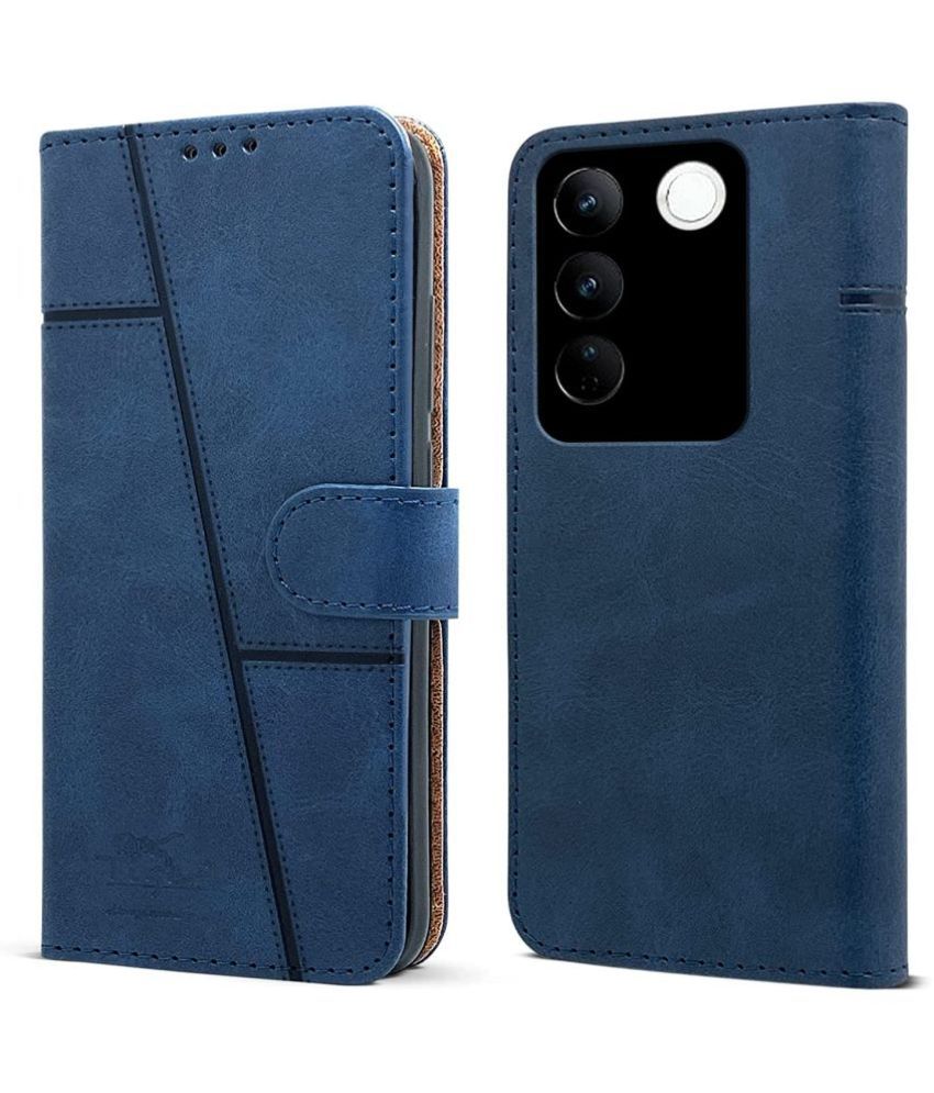     			NBOX Blue Flip Cover Artificial Leather Compatible For Vivo V27 Pro ( Pack of 1 )