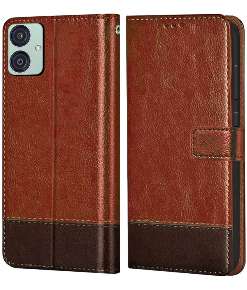     			NBOX Brown Flip Cover Leather Compatible For Samsung Galaxy F04 ( Pack of 1 )