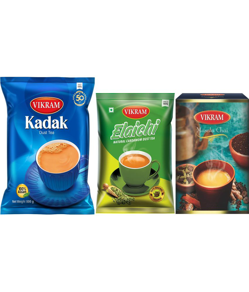     			Vikram Kadk Dust 500g + Masala Tea 250g + Elaichi Dust Tea 250g Assam Tea Powder Tea 1000 gm Pack of 3