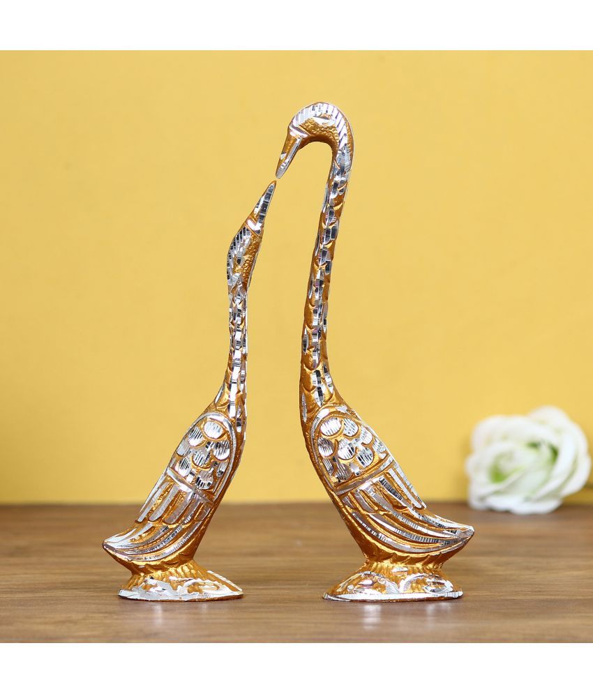     			eCraftIndia Gold-Toned Cute Swan Love Birds Decorative Figurine Showpiece