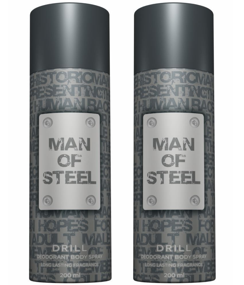     			Denver Man Of Steel Drill Deo Deodorant Spray for Men 400 ml ( Pack of 2 )