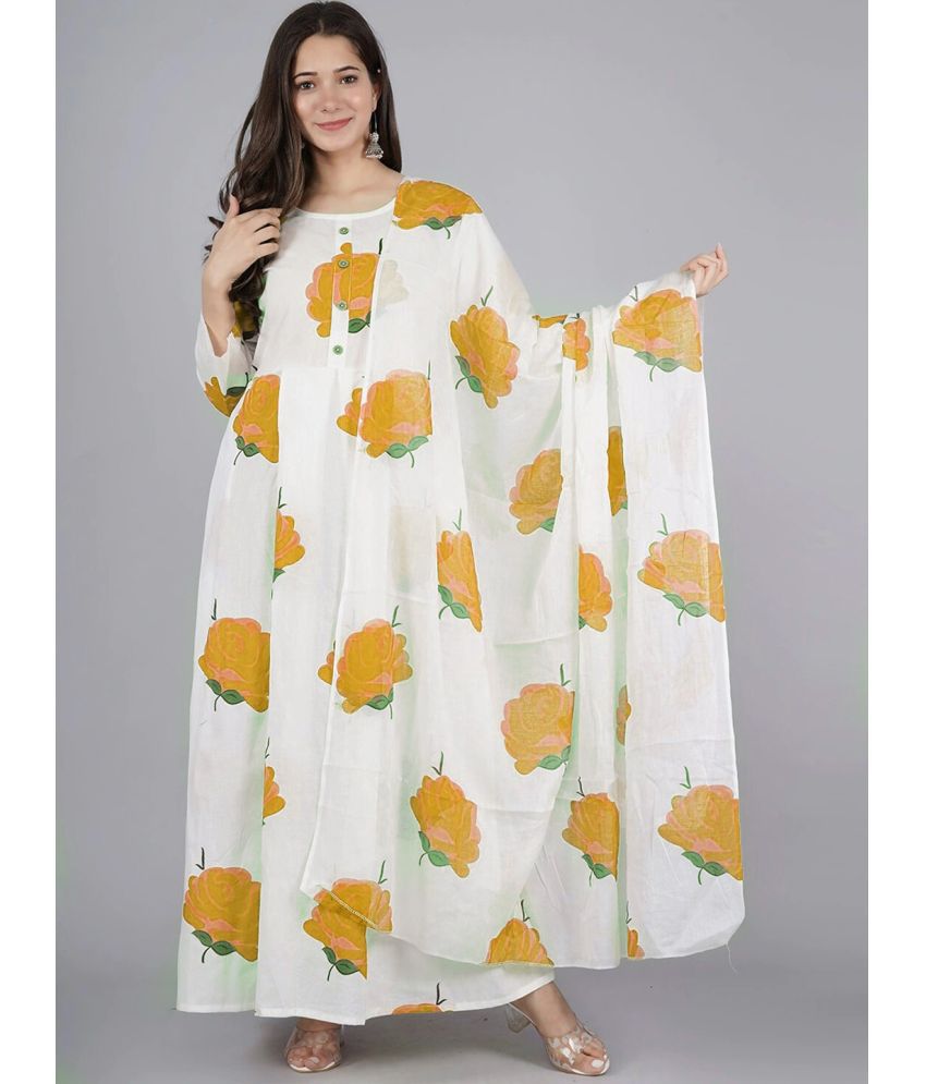     			GRAB THE FAB Cotton Printed Anarkali Women's Kurti - Yellow ( Pack of 1 )