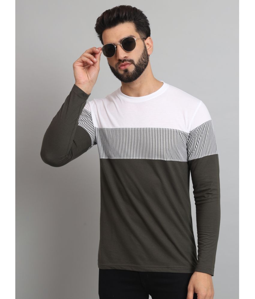     			ZEBULUN Cotton Blend Regular Fit Colorblock Full Sleeves Men's T-Shirt - Grey ( Pack of 1 )