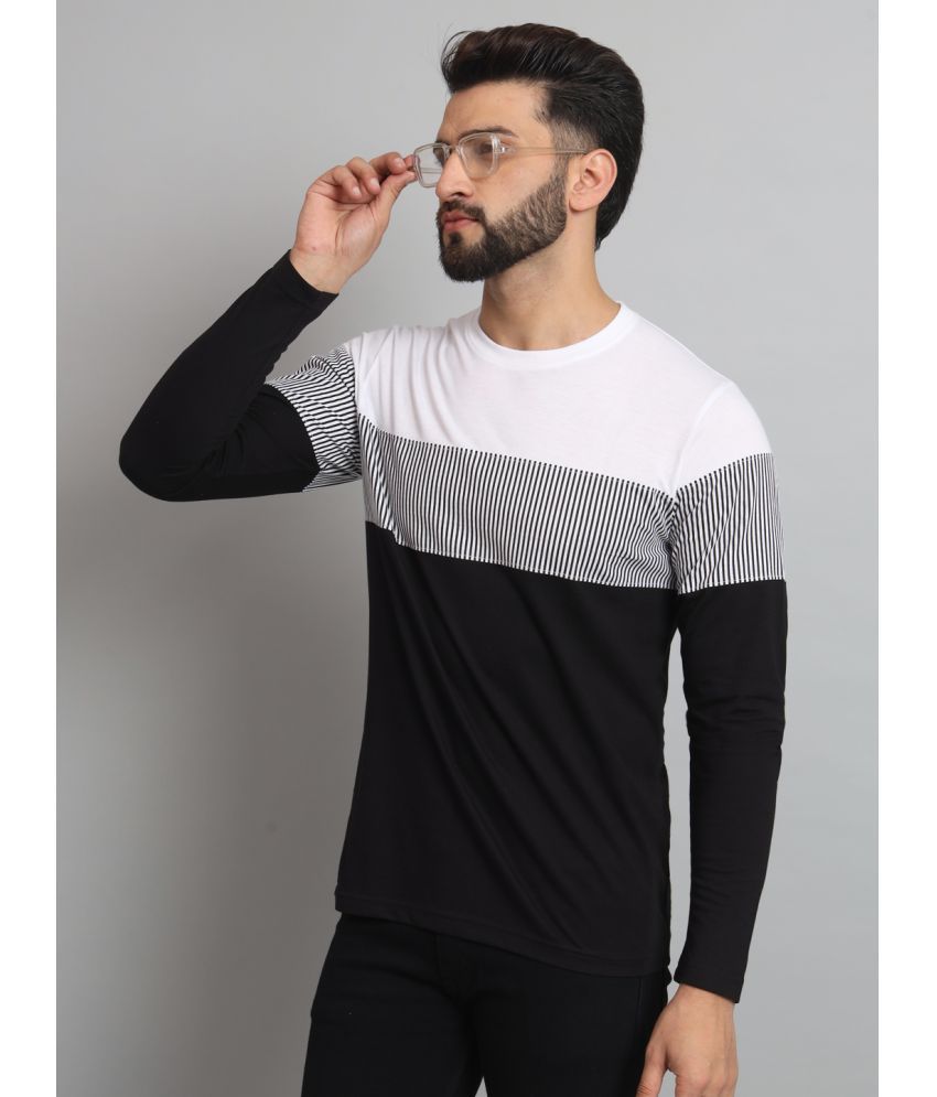     			ZEBULUN Cotton Blend Regular Fit Colorblock Full Sleeves Men's T-Shirt - Black ( Pack of 1 )