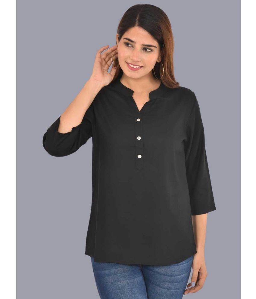     			FABISHO Black Rayon Women's Shirt Style Top ( Pack of 1 )