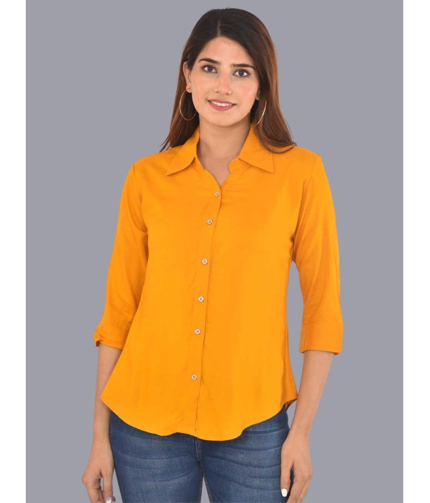     			FABISHO Mustard Rayon Women's Shirt Style Top ( Pack of 1 )