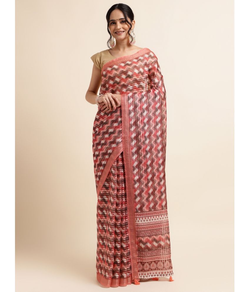     			Rangita Women Abstract Printed Cotton Blend Saree with Blouse Piece - Multicolour
