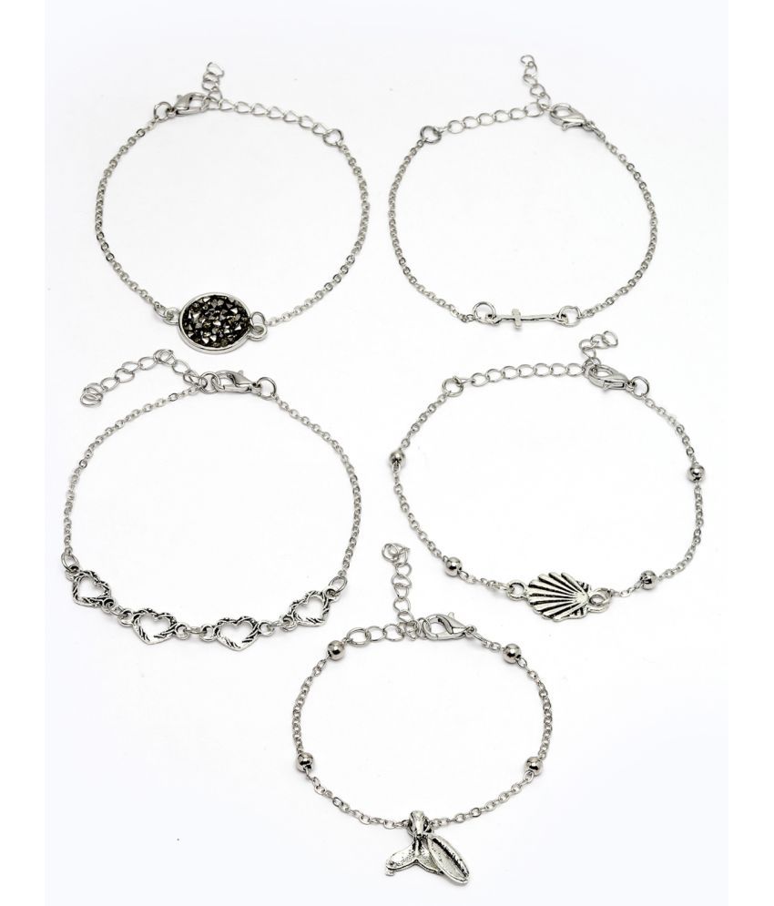     			Scintillare by Sukkhi Silver Charm Bracelet ( Pack of 5 )