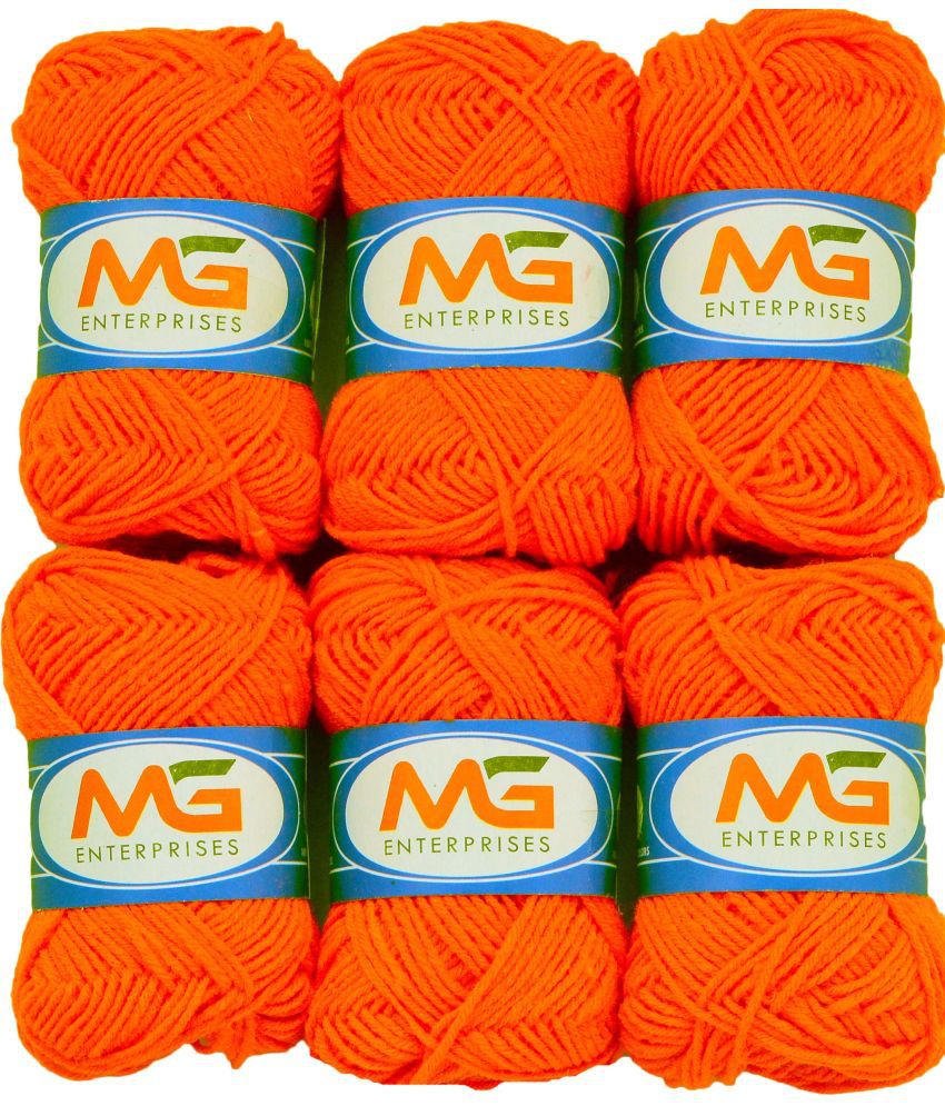     			100% Acrylic Wool  Dark Orange 6 Pc M.G - Art-DDB