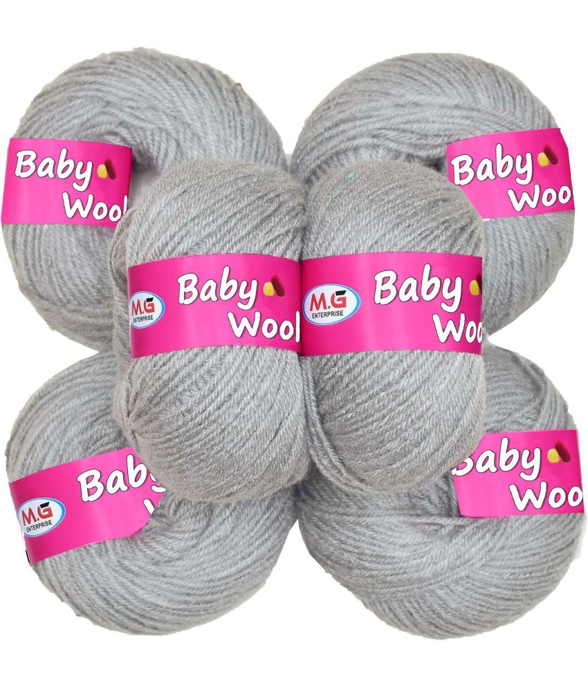     			100% Acrylic Wool  Deep Grey 6 Pc Baby Wool 4 ply Wool -YA Art-ABJH