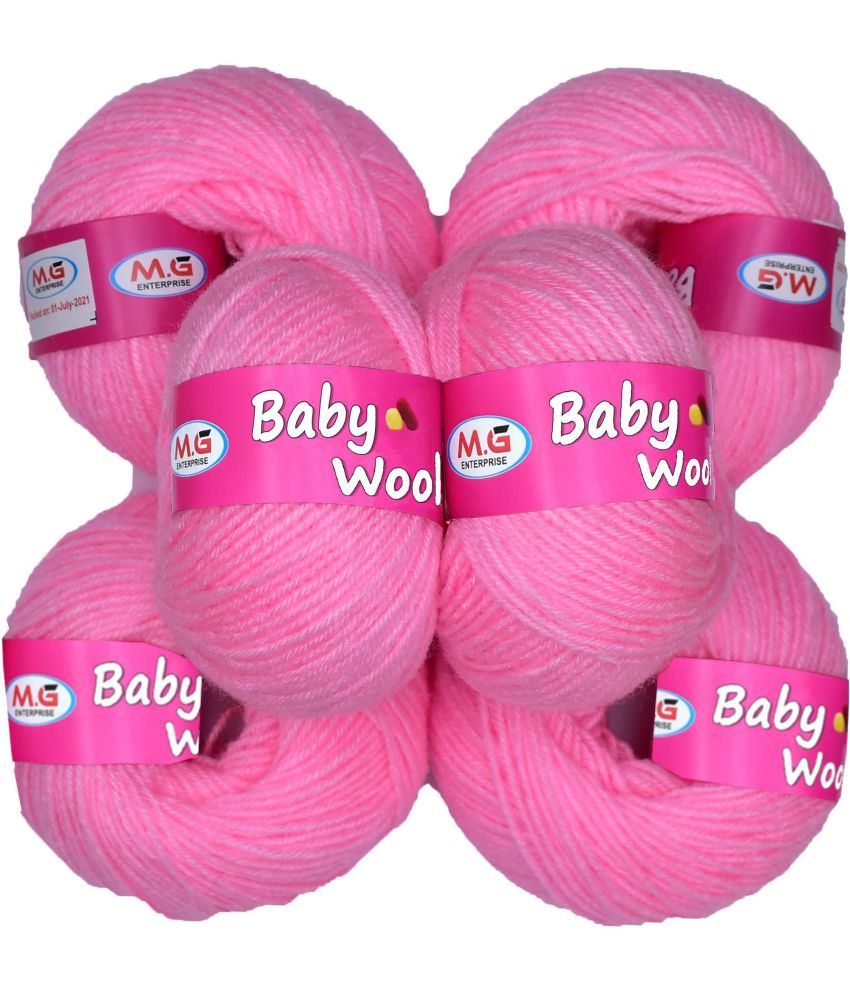     			100% Acrylic Wool  Deep Pink 6 Pc Baby Wool 4 ply Wool -V Art-IE