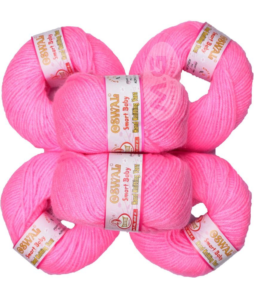     			100% Acrylic Wool Deep Pink (10 pc) Smart Baby 4 ply Wool Ball Hand Knitting Wool/Art Craft Soft Fingering Crochet Hook Yarn, Needle Knitting Yarn Thread Dye V WA