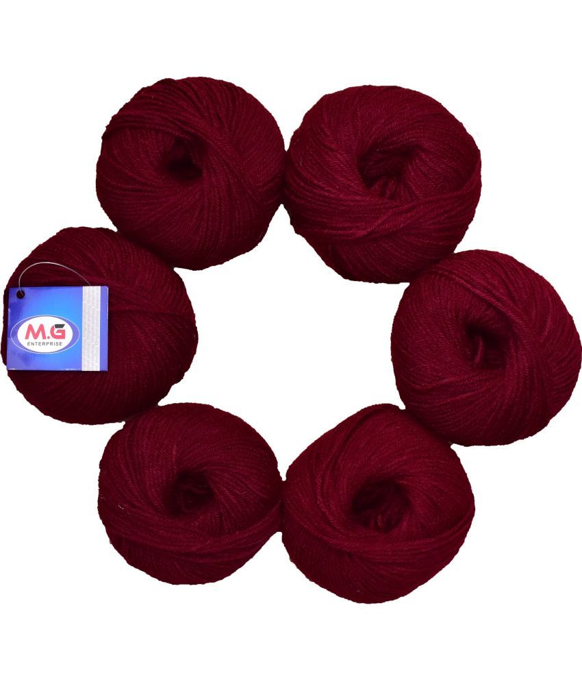     			100% Acrylic Wool Mehroon (8 PC) Baby Soft Wool Ball Hand Knitting Wool/Art Craft Soft Fingering Crochet Hook Yarn, Needle Knitting Yarn Thread Dyed