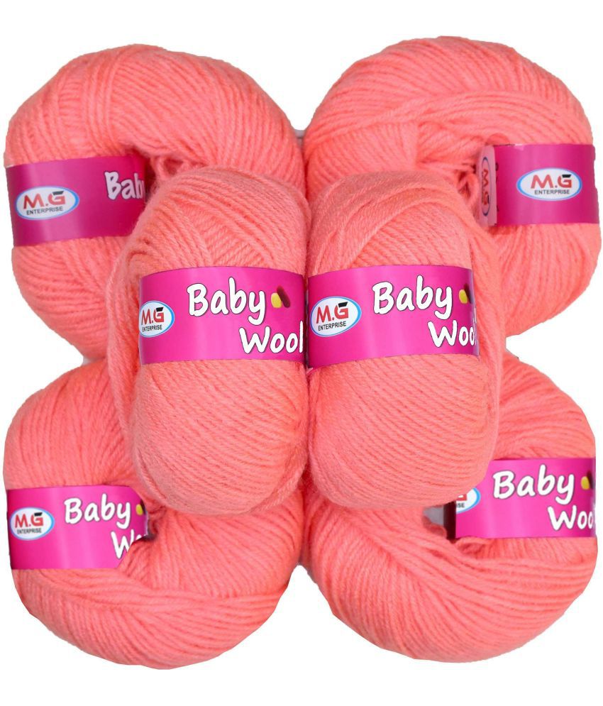     			100% Acrylic Wool  Peach 6 Pc Baby Wool 4 ply Wool -DB Art-IA